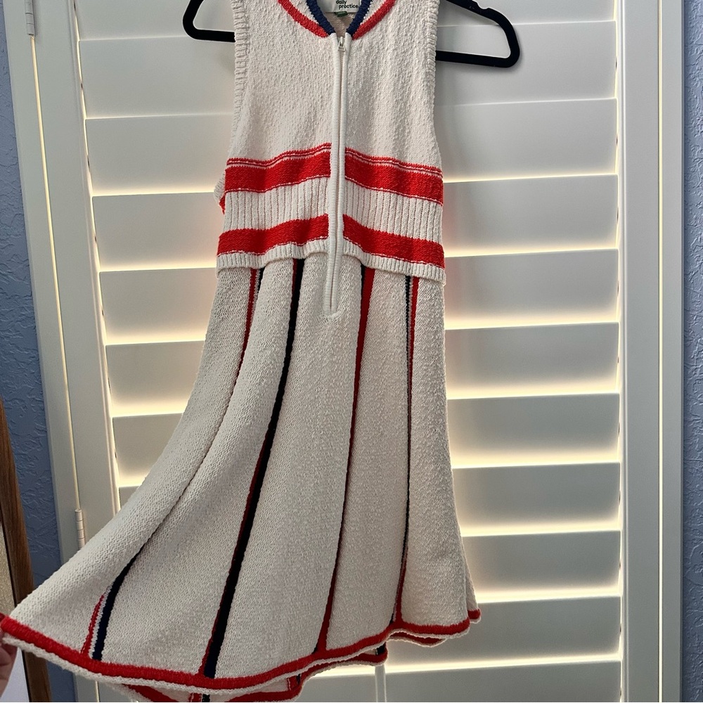Women’s Cream Knit Dress with Red Trim